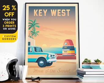 Key West Print, Florida Keys Print, Key Largo, United States Print, Travel Gift, Travel Poster, USA Print, Housewarming, Birthday Gift