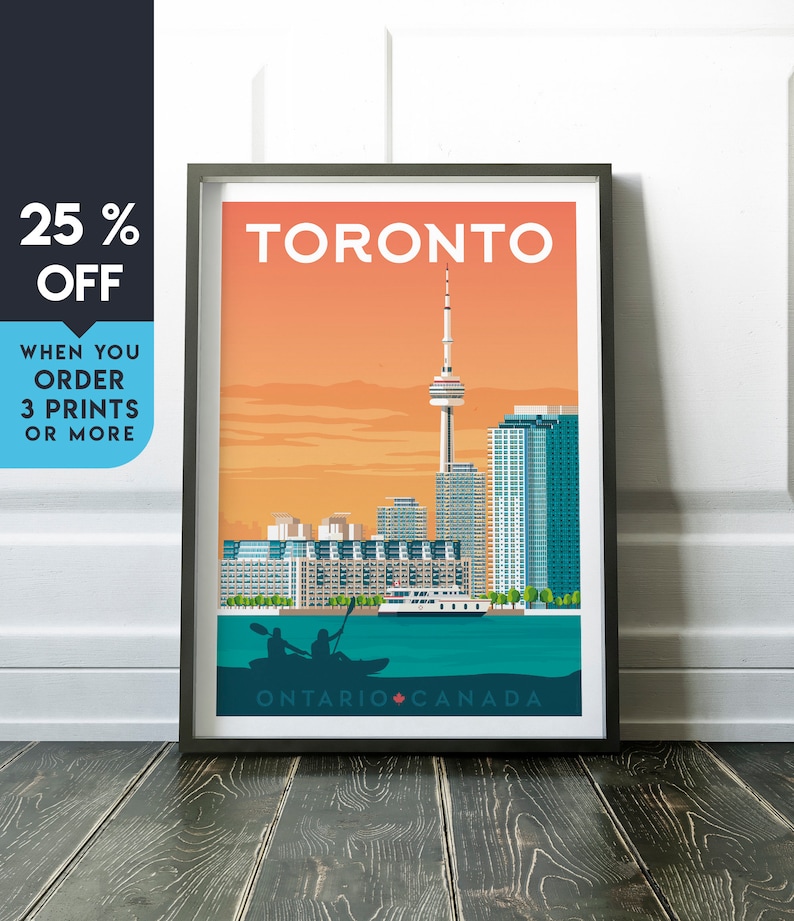 Toronto Skyline Vintage Canada Canadian Travel Advertisement Art Poster Print