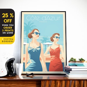 French Riviera Travel Print Côte d'Azur France Home Decor Art Print Wall Art Cannes Marseille Antibes Menton Saint Tropez France Poster