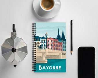 Bayonne France Travel Journal Notebook, Spiral Notebook, Travelers notebook, bullet journal, Notepad, stationary, Housewarming Gift