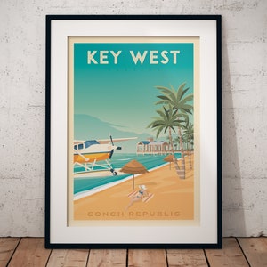 Key West Print, Florida Keys Print, Key Largo, United States Print, Travel Gift, Travel Poster, USA Print, Housewarming, Birthday Gift image 6