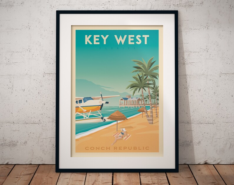Key West Print, Florida Keys Print, Key Largo, United States Print, Travel Gift, Travel Poster, USA Print, Housewarming, Birthday Gift image 6