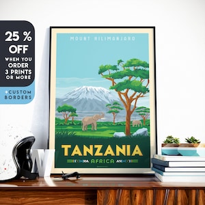 Tanzania Art Print, Mount Kilimandjaro Art Print, Africa Travel Print, Travel Poster, Moroccan Decor, Housewarming Gift,Anniversary Gift