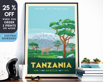 Tanzania Art Print, Mount Kilimandjaro Art Print, Africa Travel Print, Travel Poster, Moroccan Decor, Housewarming Gift,Anniversary Gift