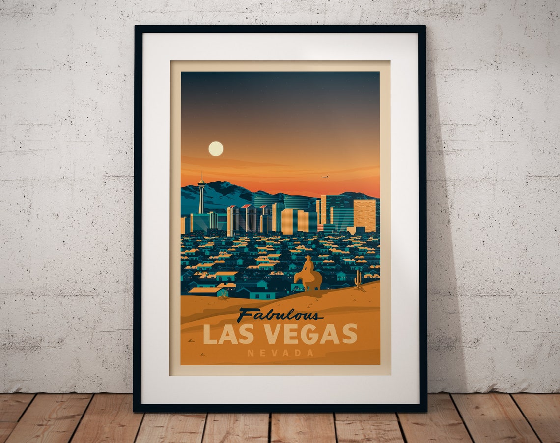 Las Vegas Print Las Vegas Vintage Travel Poster Nevada | Etsy