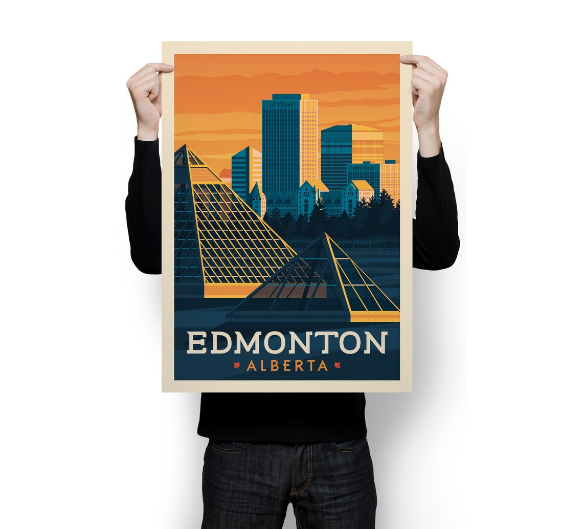 Edmonton Print Edmonton City Vintage Travel Poster City Etsy
