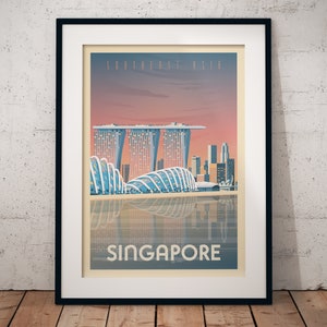 Singapore Travel Print, Travel Gift, Marina Bay Sands, Asia Wall Art, Architecture Illustration, Home Decor, Tropical, Nursery Wall Art image 6