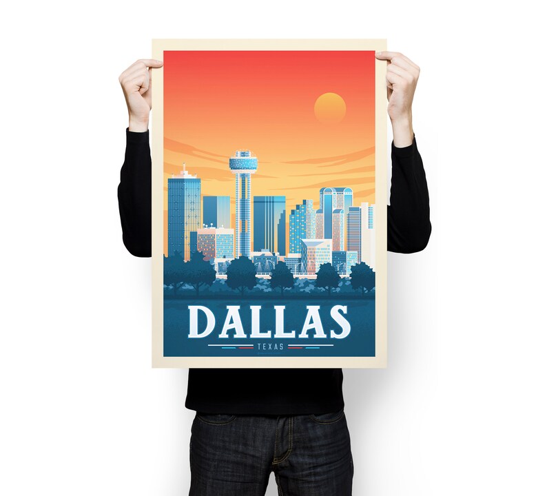 Dallas Print, Texas Print, Landscape, City Skyline, United States Print, Travel Gift, Travel Poster, USA Print, Housewarming, Birthday Gift image 5
