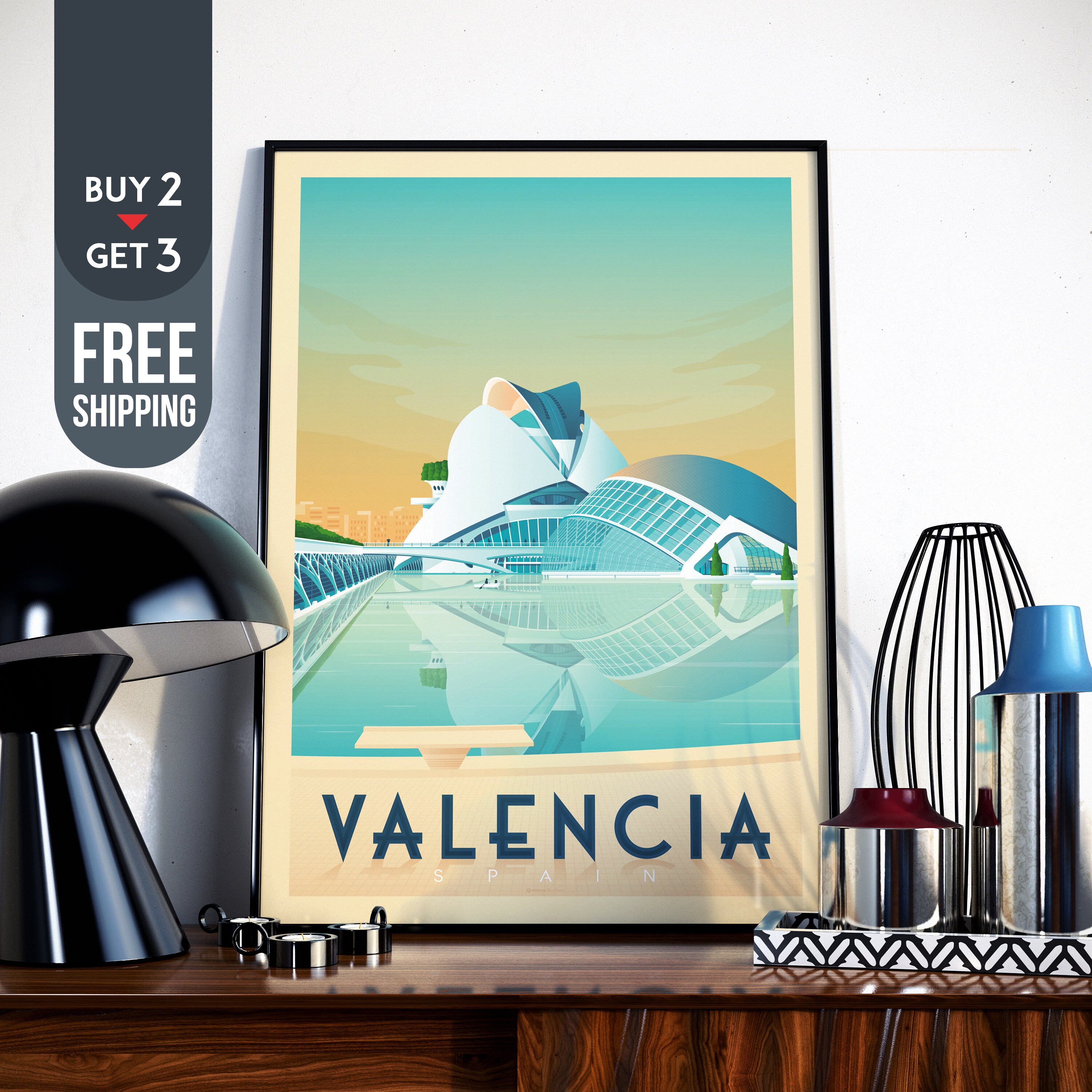 Valencia Spain Vintage Travel Poster Retro Wall