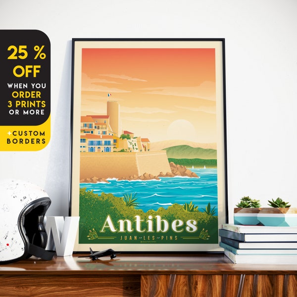 Antibes Juan Les Pins France Print, French Riviera Print, City Skyline, Travel Gift, Wall Decor, Travel Poster, Housewarming, Birthday Gift