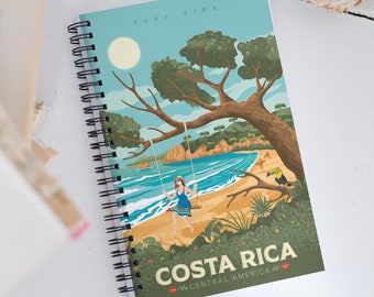 Costa Rica Tropical Travel Journal Notebook, Spiral Notebook, Travelers notebook, bullet journal, notepad, stationary, Housewarming Gift