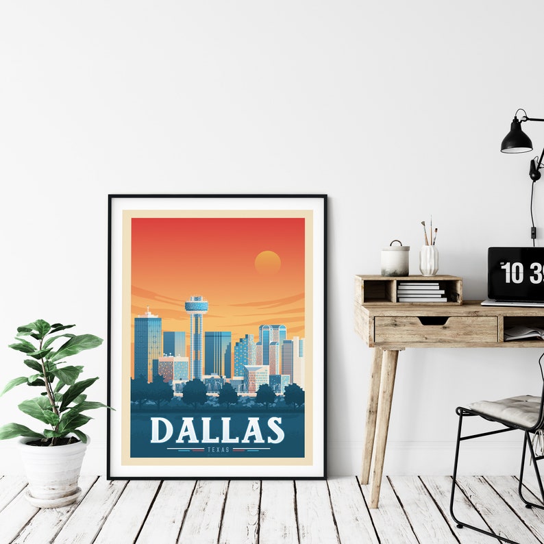 Dallas Print, Texas Print, Landscape, City Skyline, United States Print, Travel Gift, Travel Poster, USA Print, Housewarming, Birthday Gift image 8