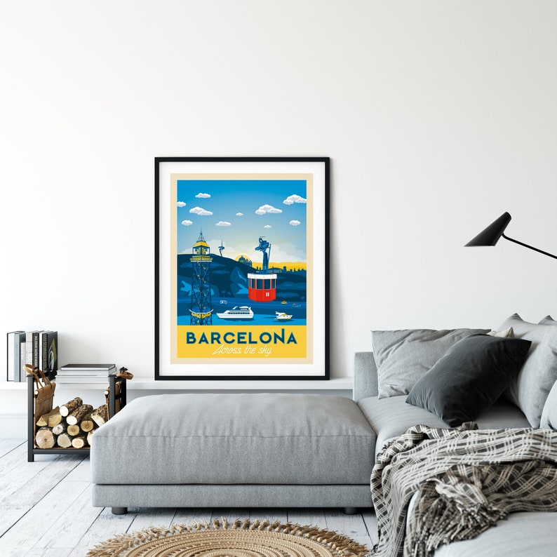 Barcelona Travel Print Wall Art Barcelona Montjuic Wall Hanging Home Decor Barcelona Gift Valencia Madrid Sevilla Malaga Bilbao Spain Art image 8