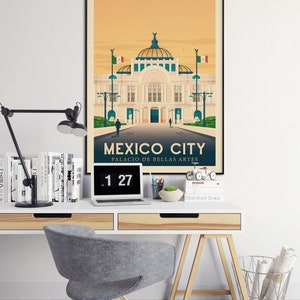 Mexico City Print, Mexico Print, America Travel gift, City Skyline Wall Art, Travel Gift, Travel Poster, Housewarming, Birthday Gift image 3