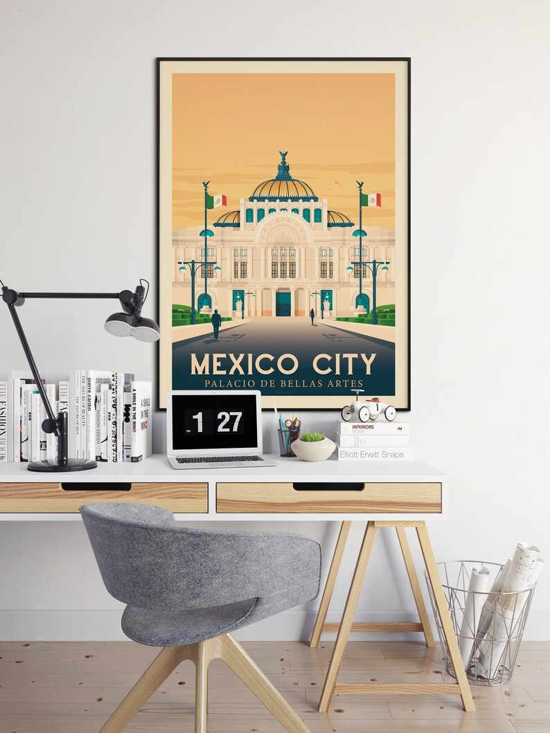 Mexico City Print, Mexico Print, America Travel gift, City Skyline Wall Art, Travel Gift, Travel Poster, Housewarming, Birthday Gift image 3