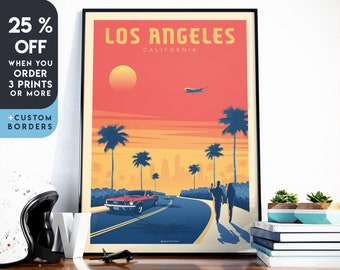 Los Angeles Art Print, California Art Print, United States Print, Travel Gift, Travel Poster, USA Print, Housewarming, Birthday Gift