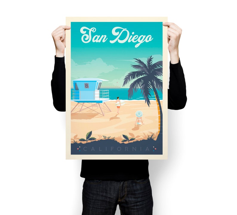 San Diego Print, Califorina Print, Surf Print, United States Print, Travel Gift, Travel Poster, USA Print, Housewarming, Birthday Gift image 4