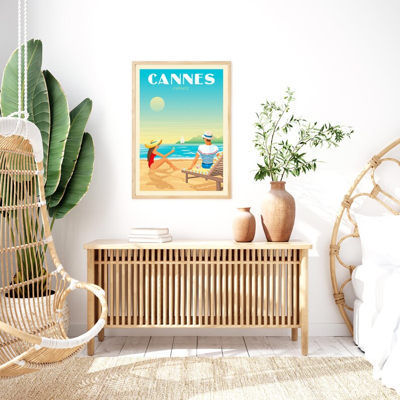 Cannes Print, France Print, Beach Print, French Riviera Print, Europe Travel Gift, Wall Decor, Travel Poster, Housewarming, Birthday Gift image 3