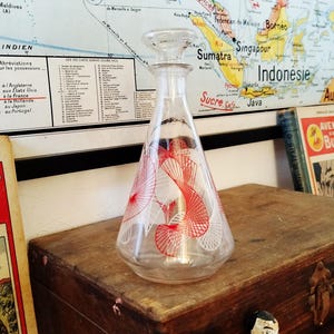 Vintage stylish water Glass carafe | 17 oz | Large water glass bottle | Mid Century antique | Bar Decor | geometric pattern | Birthday gift