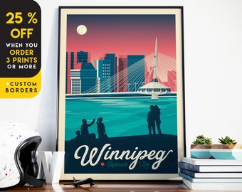 Winnipeg Print, Manitoba Print, Esplanad Riel, Canada Print, Travel Gift, Travel Poster, Wall Decor, Housewarming, Birthday Gift