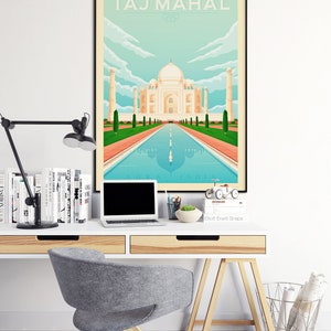 Taj Mahal Art Print, India Art Print, City Skyline, Travel Print, Travel Poster, India Decor, Housewarming Gift,Anniversary Gift image 3