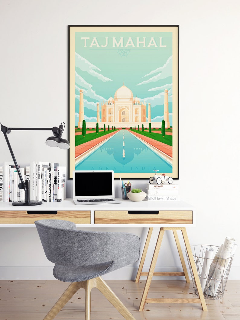Taj Mahal Art Print, India Art Print, City Skyline, Travel Print, Travel Poster, India Decor, Housewarming Gift,Anniversary Gift imagen 3
