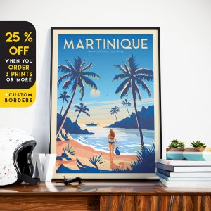 Martinique Print, France Print, Beach Print, Tropical Print , Europe Travel Gift, Wall Decor, Travel Poster, Housewarming, Birthday Gift image 1