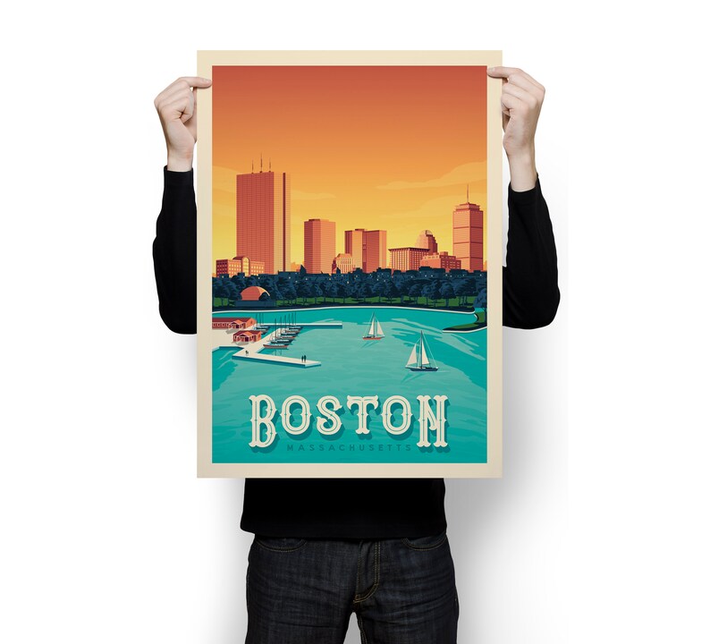 Boston Print, Massachusetts Print, City Skyline, United States Print, Travel Gift, Travel Poster, USA Print, Housewarming, Birthday Gift image 5