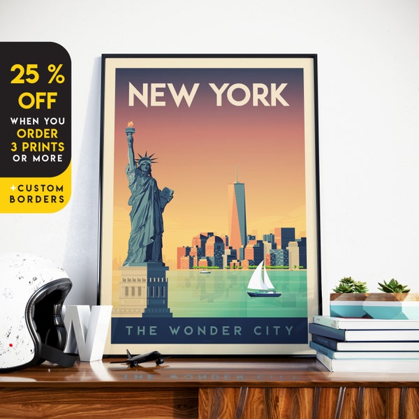 NYC Skyline Art Print: New York Travel Poster