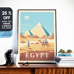Cairo Art Print, Egypt Art Print, Giza Pyramids, Africa Travel Print, Travel Poster, Moroccan Decor, Housewarming Gift,Anniversary Gift