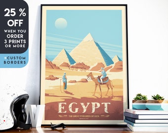 Cairo Art Print, Egypt Art Print, Giza Pyramids, Africa Travel Print, Travel Poster, Moroccan Decor, Housewarming Gift,Anniversary Gift