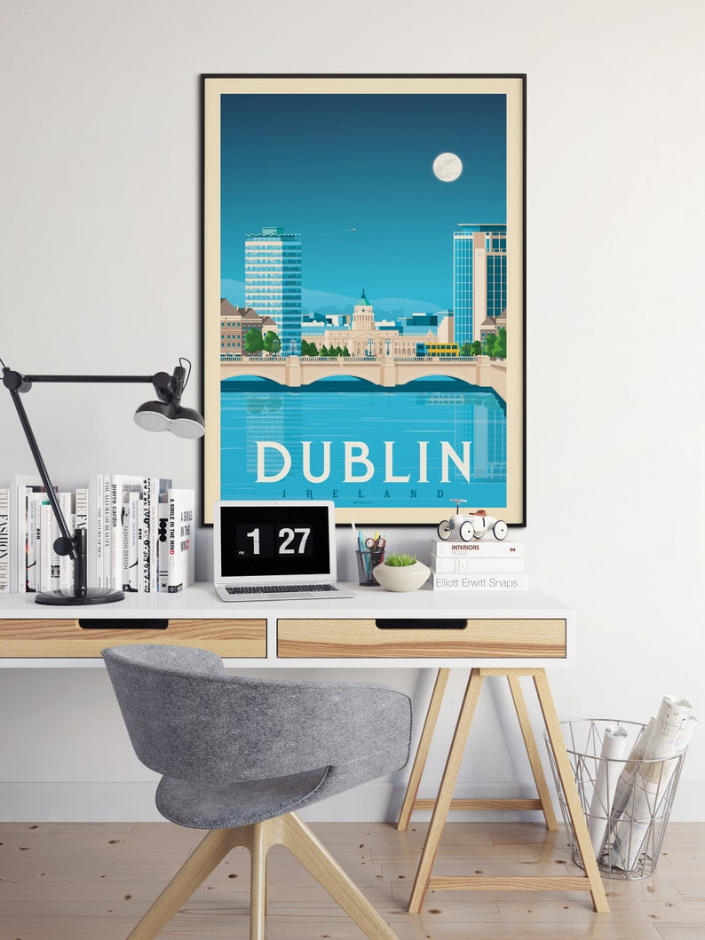 Dublin Print, Ireland Print, Ha'penny Bridge, City Skyline Print, Europe Travel Gift, Wall Decor, Travel Poster, Housewarming, Birthday Gift image 3