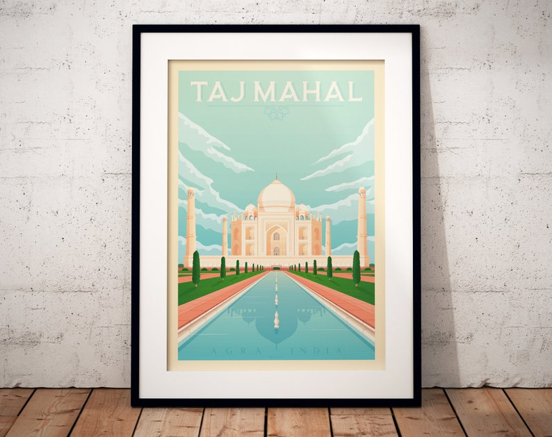 Taj Mahal Art Print, India Art Print, City Skyline, Travel Print, Travel Poster, India Decor, Housewarming Gift,Anniversary Gift imagen 6