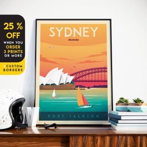 Sydney Australia Print, Opera House, City Skyline, Travel gift, Australia Wall Art, Travel Gift, Travel Poster, Housewarming, Birthday Gift image 1