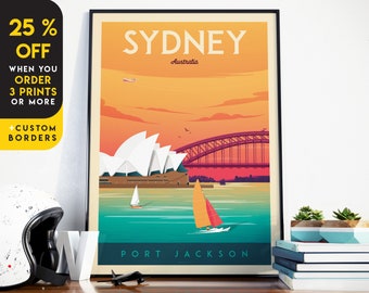 Sydney Australia Print, Opera House, City Skyline, Travel gift, Australia Wall Art, Travel Gift, Travel Poster, Housewarming, Birthday Gift