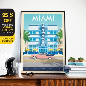 Miami Print, Florida Print, Colony Hotel, City Skyline, Canada Print, Travel Gift, Travel Poster, USA Print, Housewarming, Birthday Gift