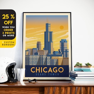 Chicago Print, Illinois Print, Sears Tower, United States Print, Travel Gift, Travel Poster, USA Print, Housewarming, Birthday Gift