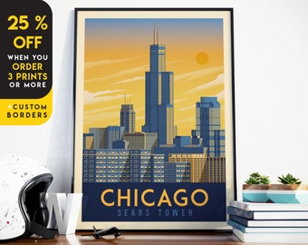 Los Angeles Print, Illinois Print, Sears Tower, United States Print, Travel Gift, Travel Poster, USA Print, Housewarming, Birthday Gift