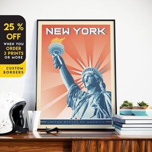 New York Art Print, NYC Poster, NYC Skyline, America Art Print, New York Poster, New York Gift, New York Decor, Travel Poster, Housewarming image 1