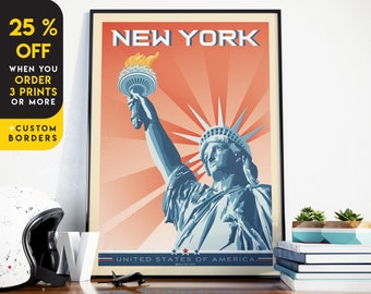 New York Art Print, NYC Poster, NYC Skyline, America Art Print, New York Poster, New York Gift, New York Decor, Travel Poster, Housewarming