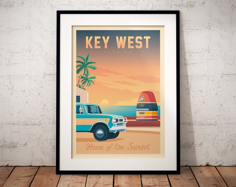 Key West Print, Florida Keys Print, Key Largo, United States Print, Travel Gift, Travel Poster, USA Print, Housewarming, Birthday Gift image 6