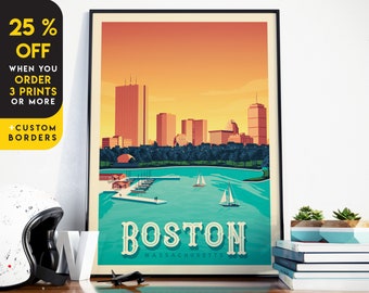 Boston Print, Massachusetts Print, City Skyline, United States Print, Travel Gift, Travel Poster, USA Print, Housewarming, Birthday Gift