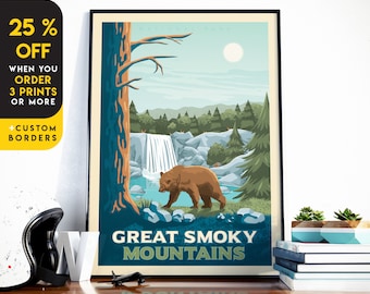 Great Smoky Mountains Print, National Park Print, United States Print, Travel Gift, Travel Poster, USA Print, Housewarming, Birthday Gift
