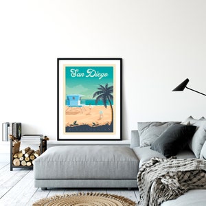 San Diego Print, Califorina Print, Surf Print, United States Print, Travel Gift, Travel Poster, USA Print, Housewarming, Birthday Gift image 8