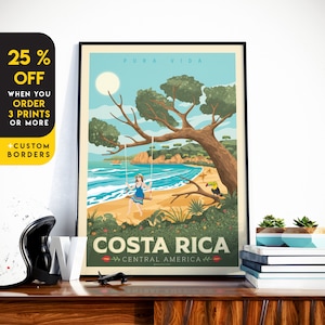 Costa Rica Print, Beach Print, Arenal Volcano Travel gift, Beach Wall Art, Travel Gift, Travel Poster, Housewarming, Birthday Gift