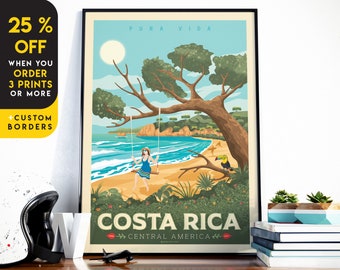 Costa Rica Travel Poster: Beach Scene Art Print