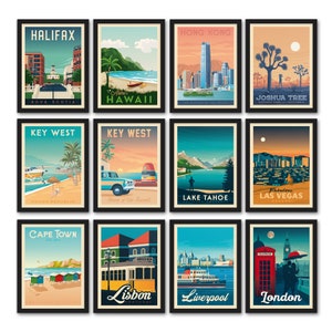 Travel Poster Set of 3 Prints Minimalist Landscape Wall Art Vintage City Skyline Wall Art Money Saving Bundle Home Decor Gift image 6