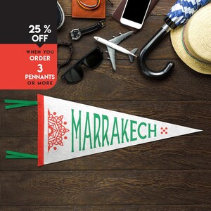 Marrakech Morroco Africa Felt Pennant Flag | Africa Travel Banner | Vintage Retro | Wall hanging | Wall Decor | Travel Gift | Memorabilia