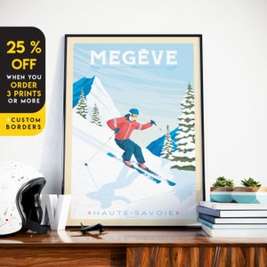 Megeve Travel Print Wall Art Megeve Wall Hanging Home Decor Megeve Gift Ski Art Gift Val Thorens Meribel Courchevel Tigne Print Ski Art