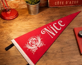 Nice Vintage Felt Pennant Flag | Retro Coastal Souvenir, Beach House Wall Decor, Seaside Gift, Summer Home Accent, Beach Gift, Wall Art, Art